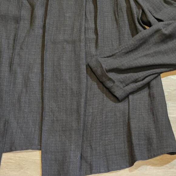 Eileen Fisher Open Cardigan Womens Large Italian Fabric Linen Blend Black EUC - Picture 5 of 9